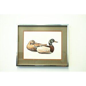 Vtg 1960's R. F. Harnett (1924-2007) Artist Lithograph Mallard Drake Hen Duck